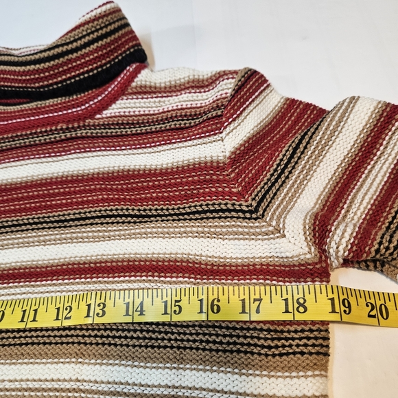 Talbots Striped Turtleneck Sweater Rolled Hem  womens Medium Red Black - Picture 4 of 11